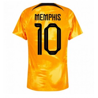 Nederland Memphis Depay #10 Hjemmedrakt VM 2022 Kortermet